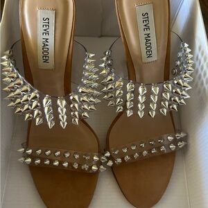 Steve Madden Clear Heels with Silver Spikes